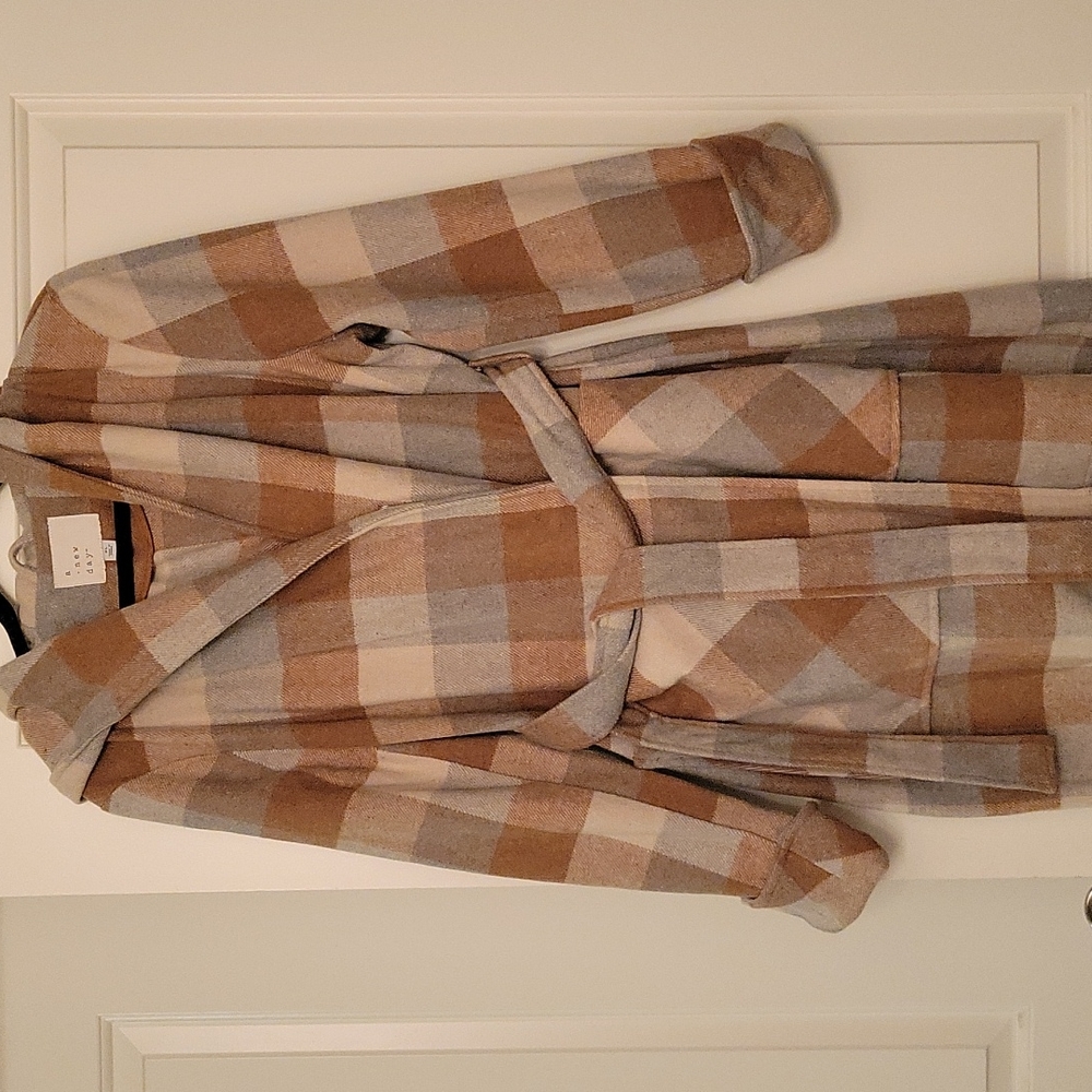 Long plaid pea coat